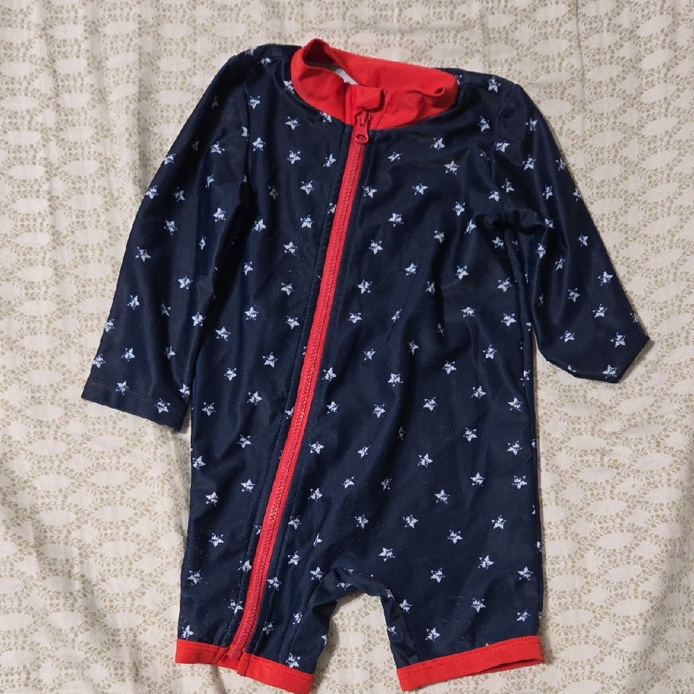 Carter's Navy and Red Kids Swim One Piece